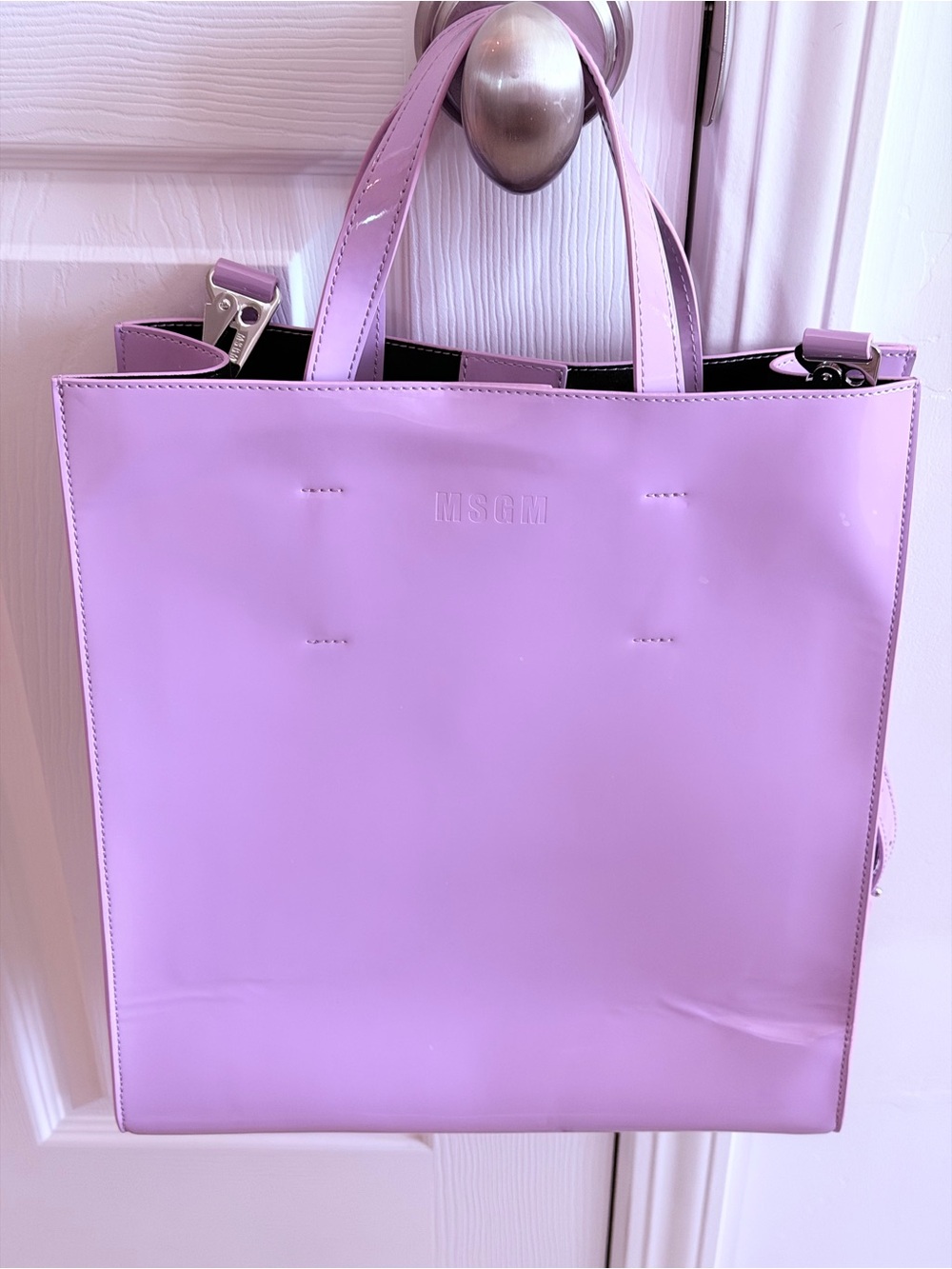 MSGM Lavender Patent Leather Tote